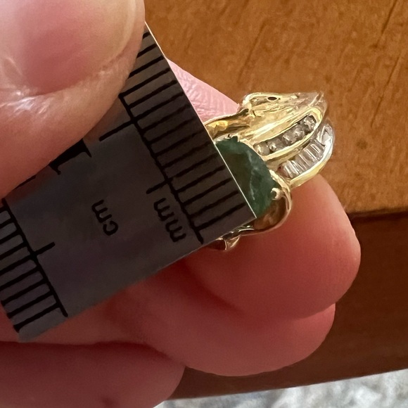 10k yellow gold natural genuine green emerald & diamond ring size 7 3.5 grams - Picture 7 of 16